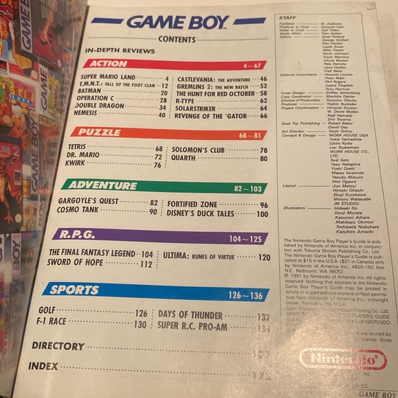 Vintage 1991 Nintendo Game Boy Player’s Guide in used but good condition - Picture 4 of 5